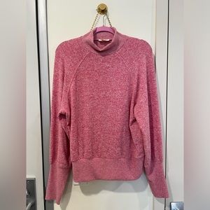 Maeve Anthropologie Laney Marled Pink Mock Neck Balloon Sleeve Sweater M